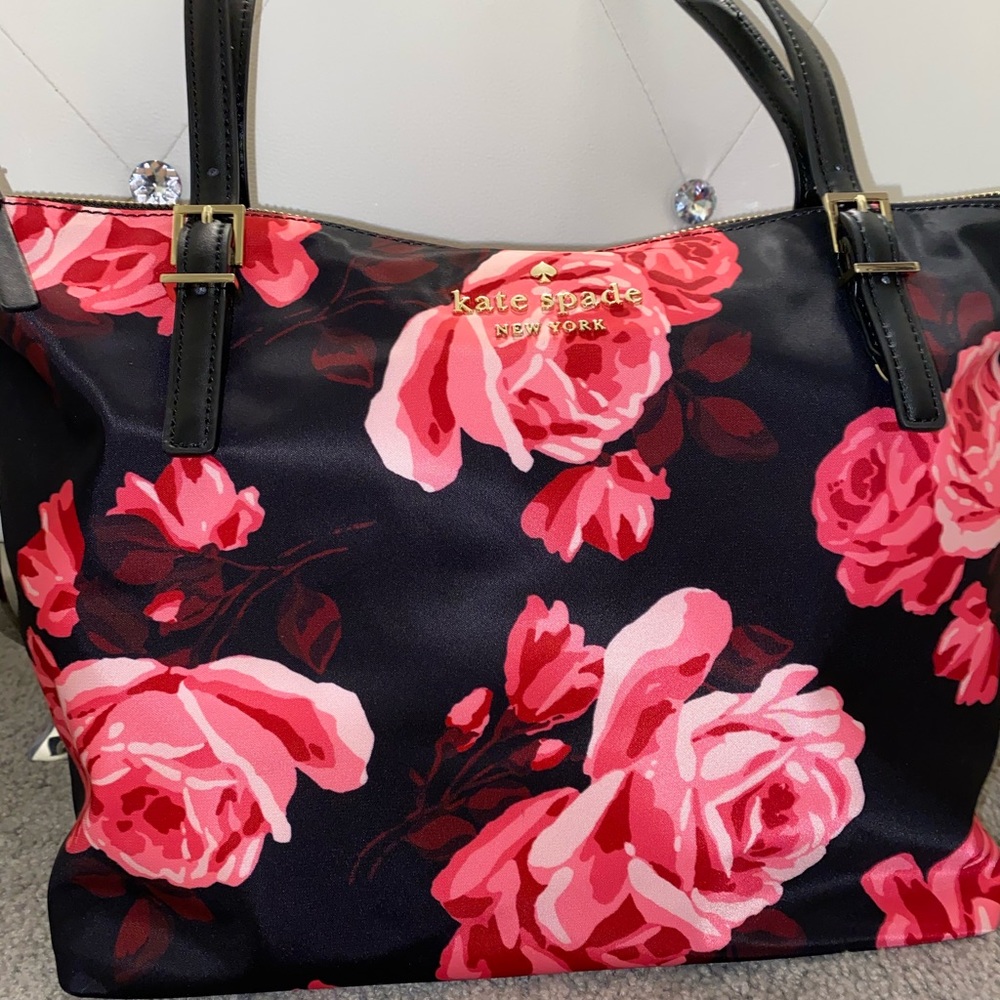 Kate Spade Black & Pink Floral Tote - Picture 2 of 8